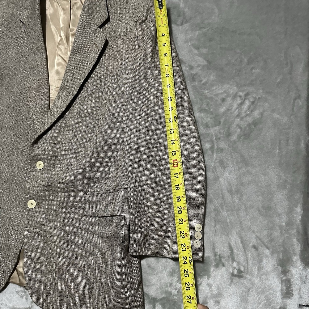 Vintage English Manor Tweed Blazer Jacket Mens 44R Beige Academia Preppy Career - Picture 10 of 11